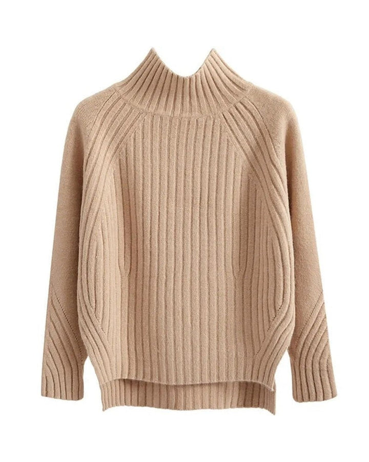 Maglione a Costine con Collo Alto
