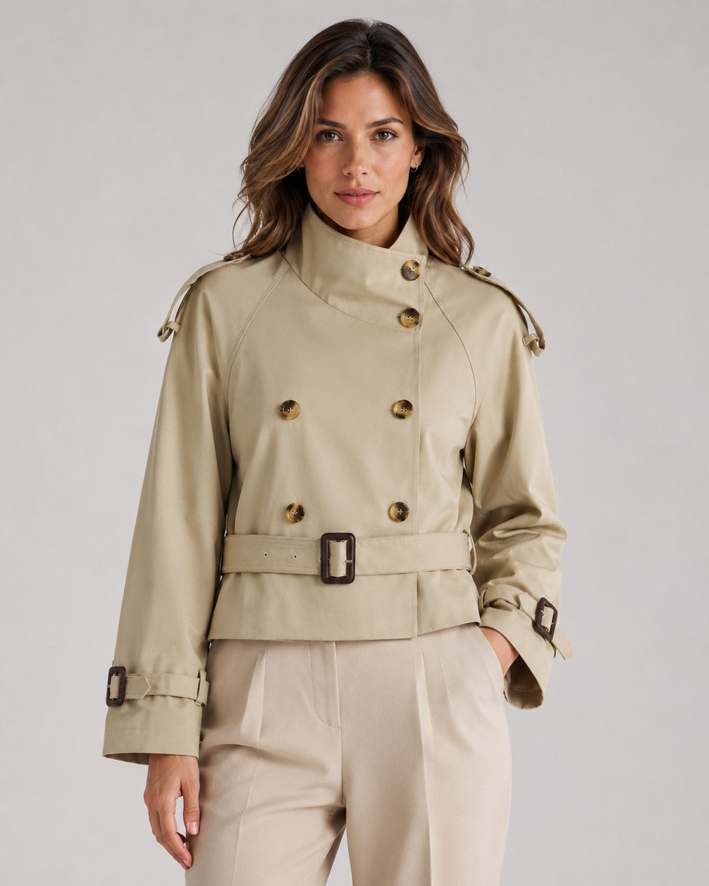 Cappotto Corto Stile Trench