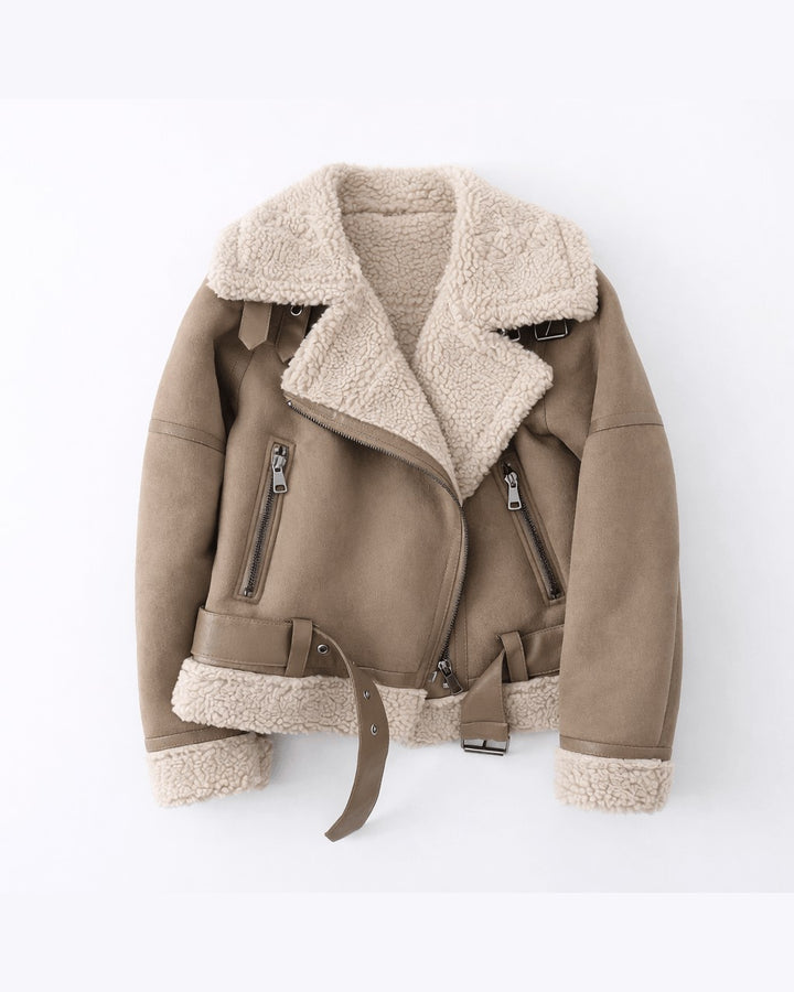 Giacca Stile Biker con Collo Ampio