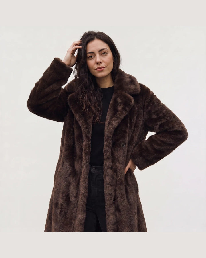 Cappotto Avvolgente Marrone Scuro