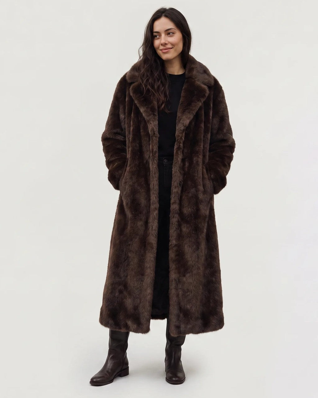 Cappotto Avvolgente Marrone Scuro