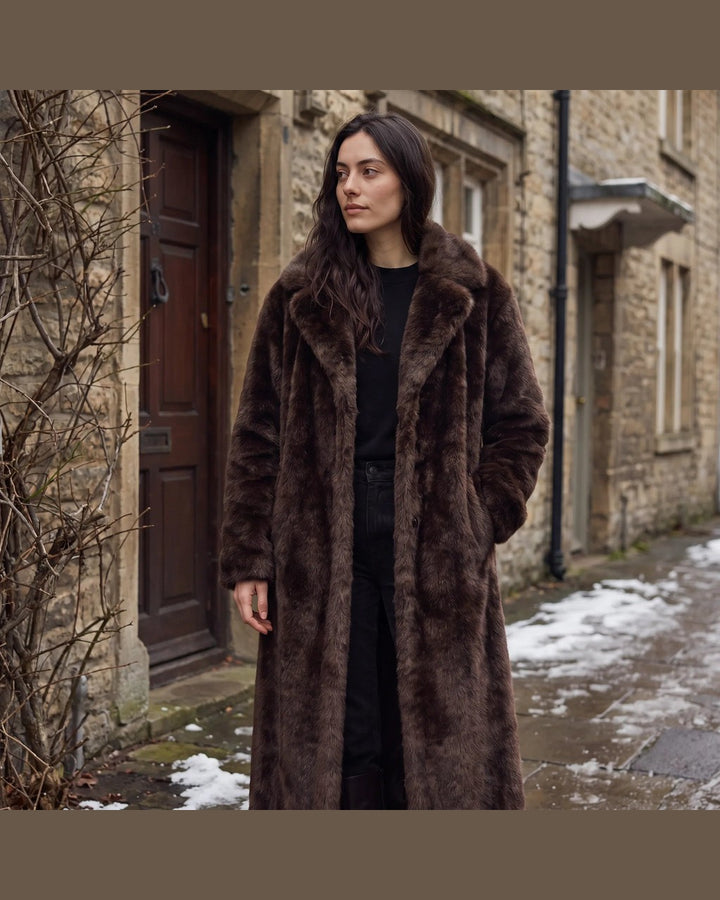Cappotto Avvolgente Marrone Scuro