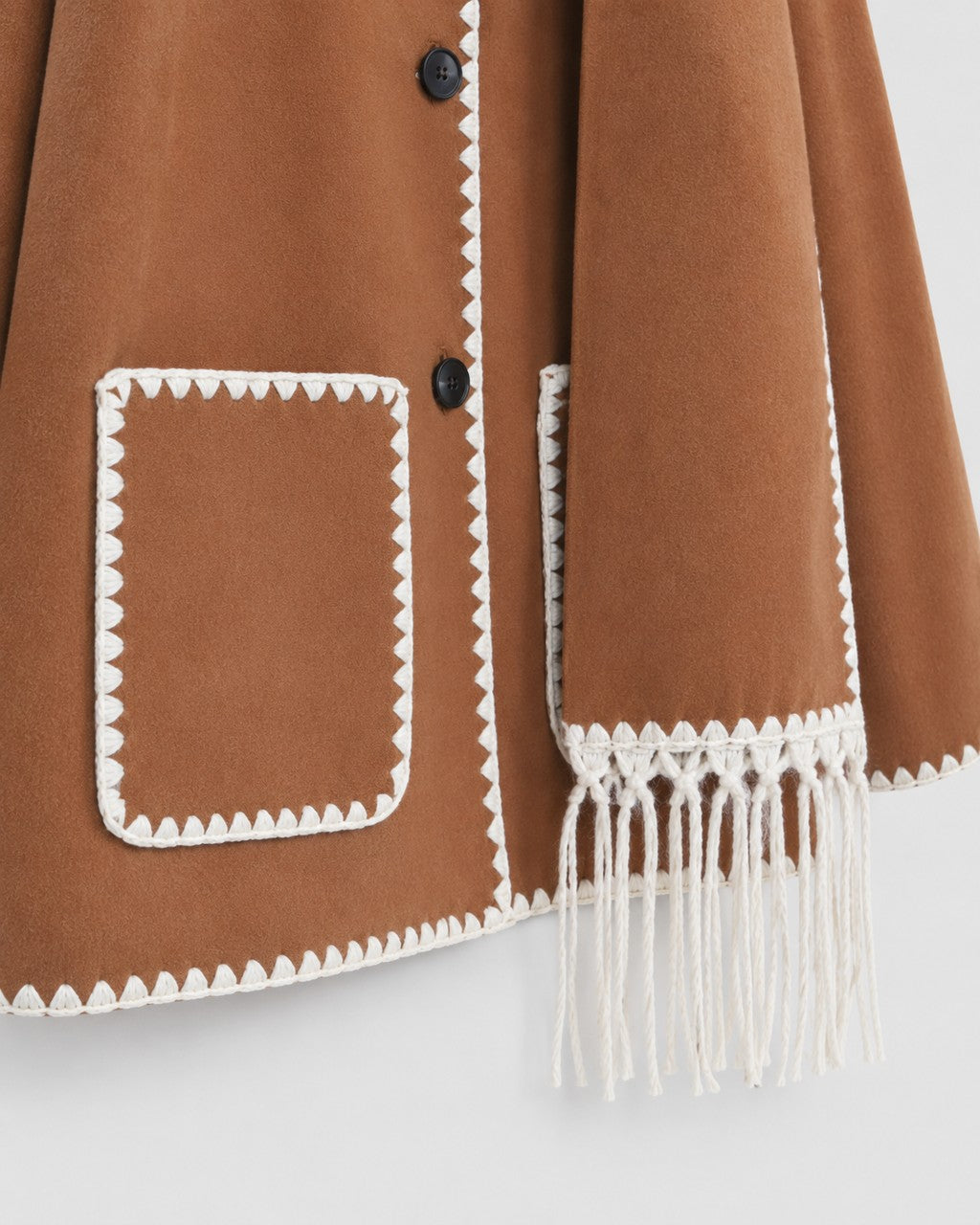 Cappotto con Sciarpa e Bordi Ricamati