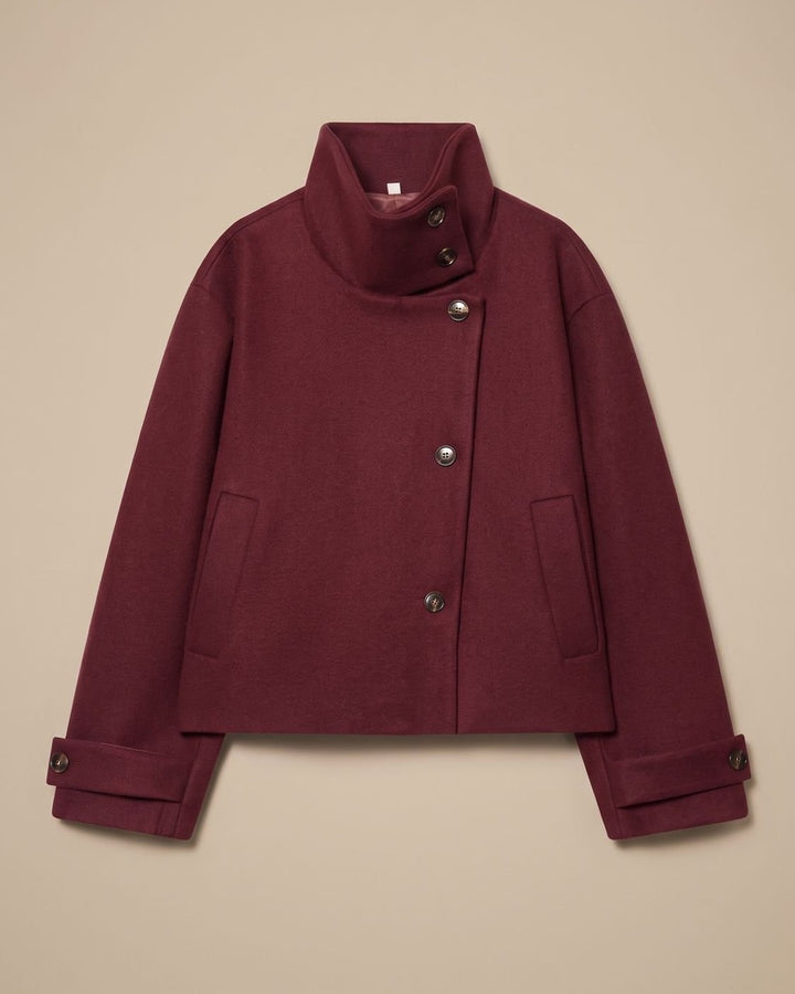Cappotto Corto con Bottoni Asimmetrici
