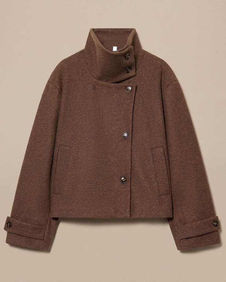 Cappotto Corto con Bottoni Asimmetrici