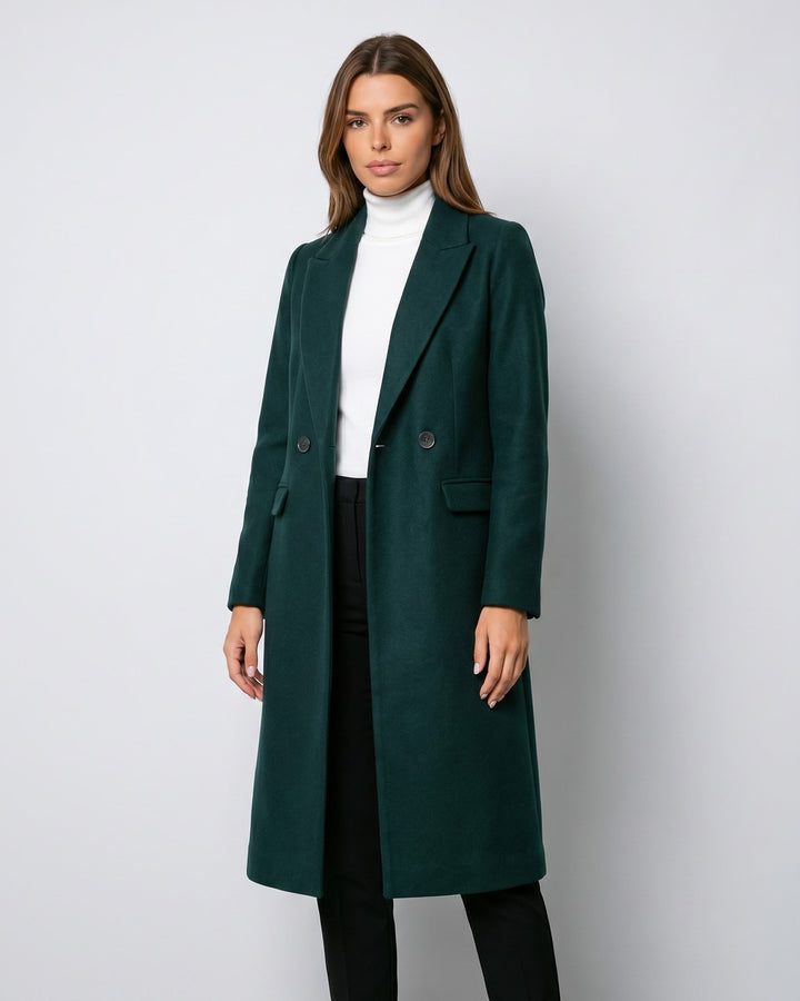 Cappotto Lungo Monopetto Verde