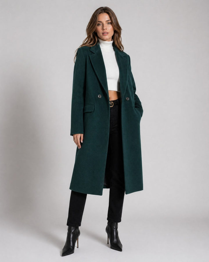 Cappotto Lungo Monopetto Verde