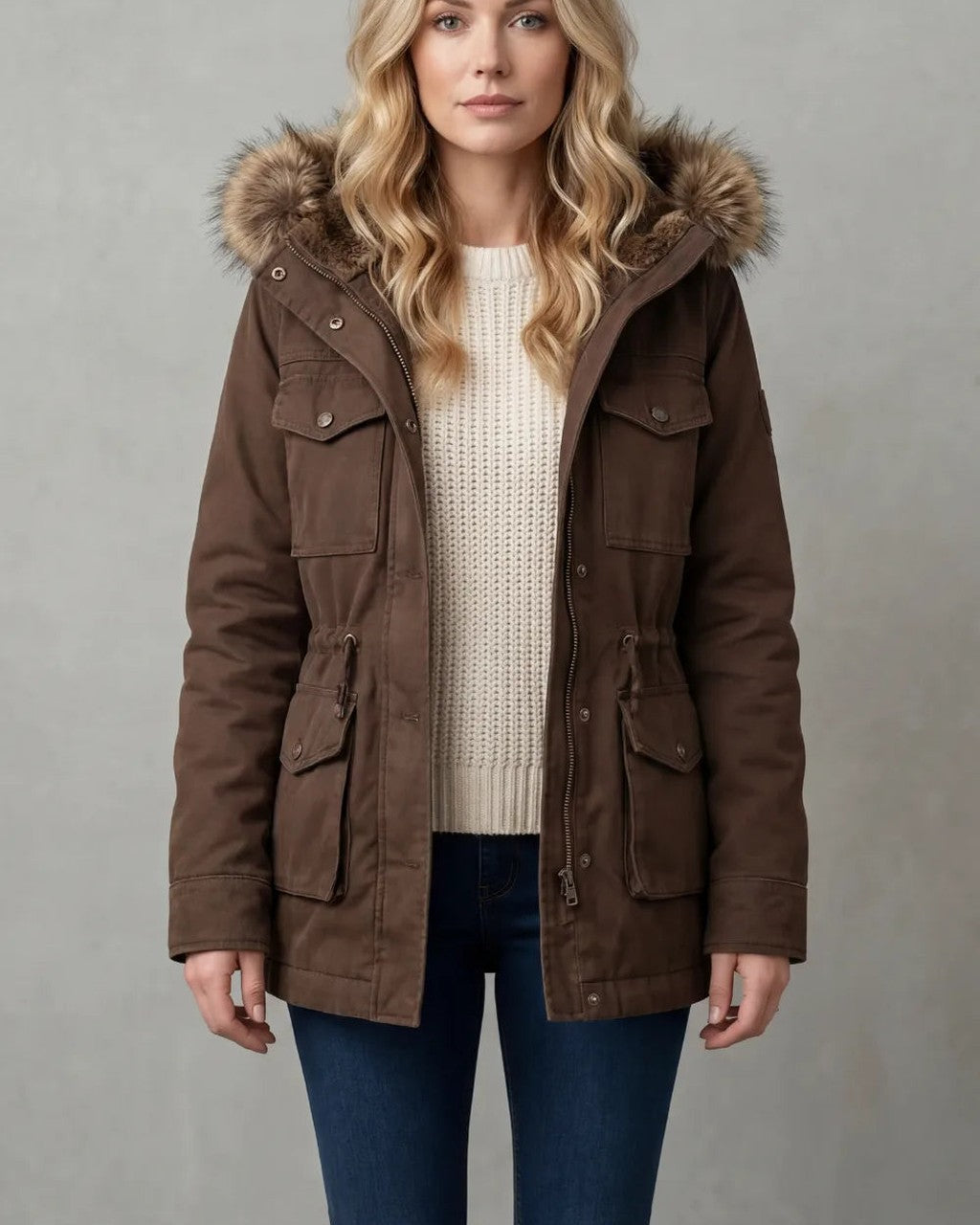 Cappotto Marrone con Cappuccio