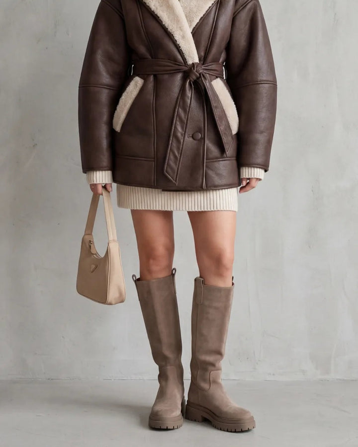 Cappotto Stile Aviatore con Cintura
