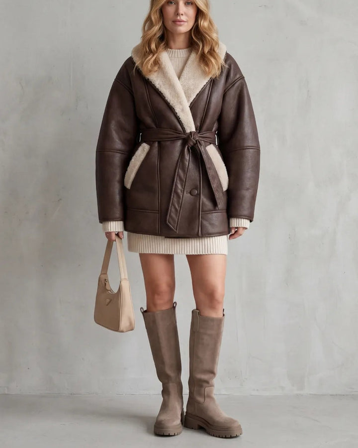 Cappotto Stile Aviatore con Cintura