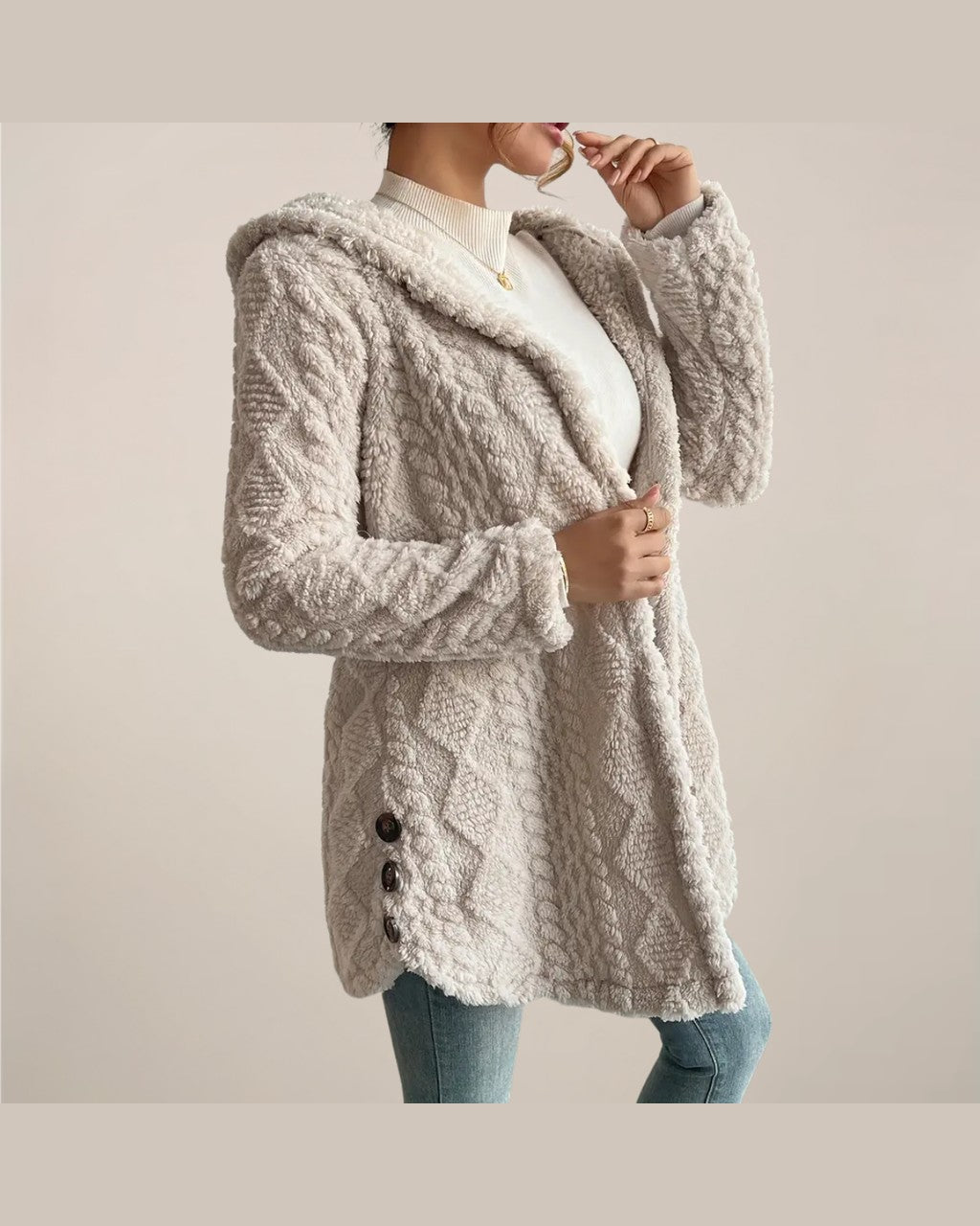 Cardigan a Trecce con Cappuccio