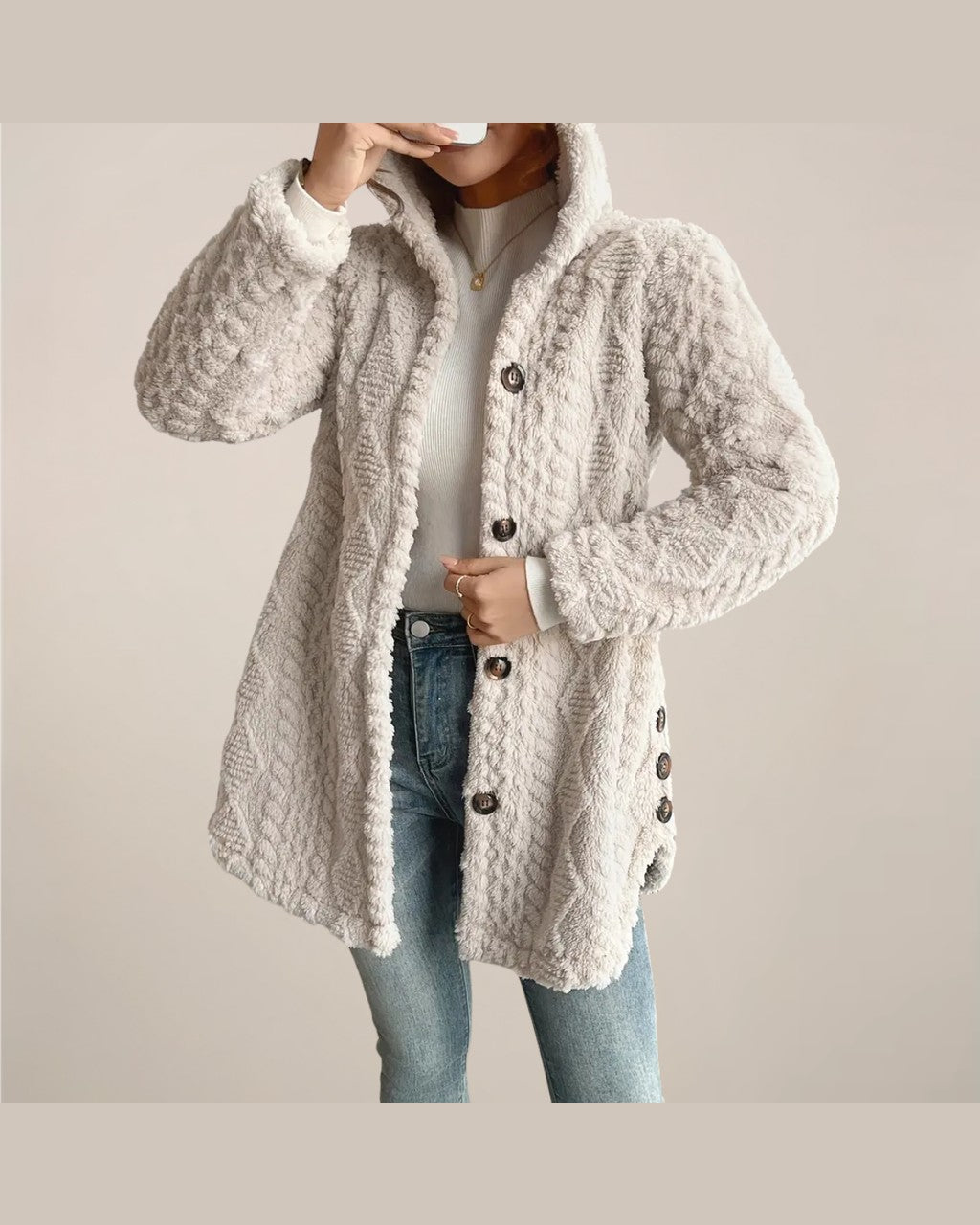 Cardigan a Trecce con Cappuccio