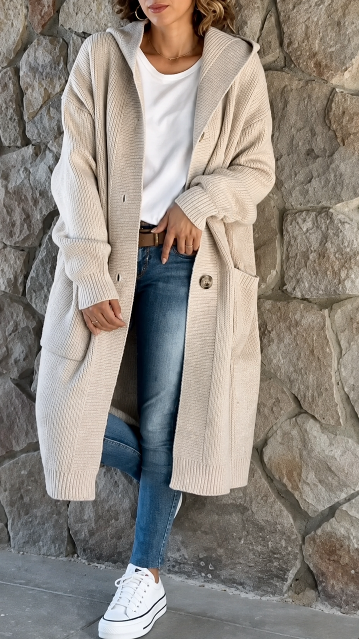 Cardigan Morbido con Cappuccio