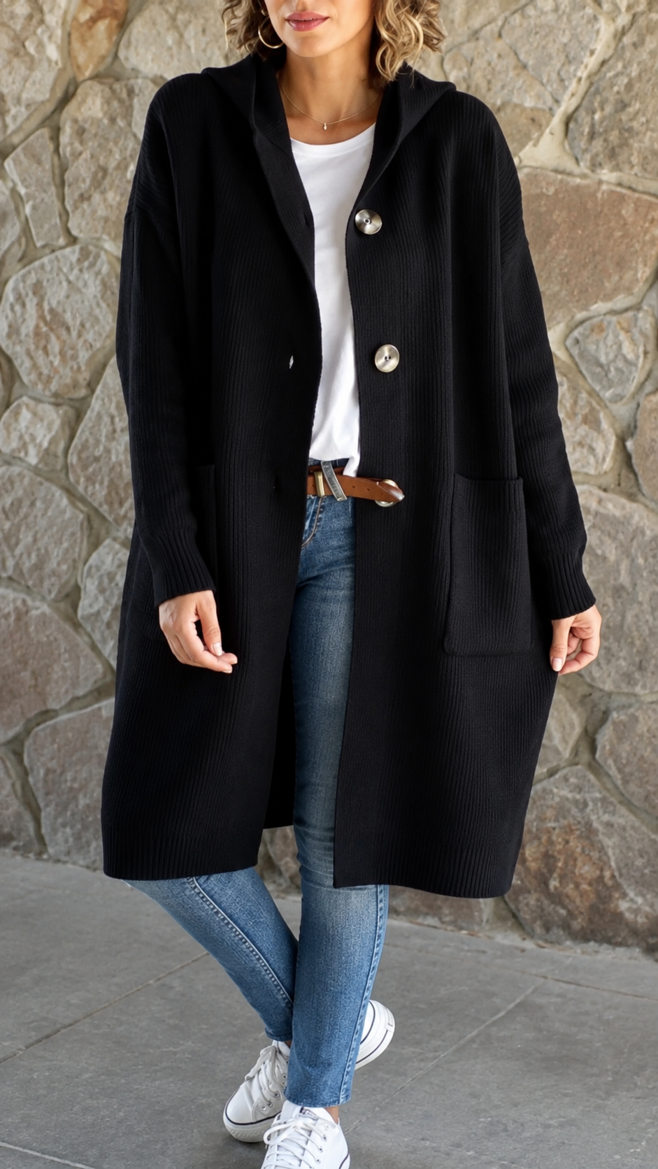 Cardigan Morbido con Cappuccio