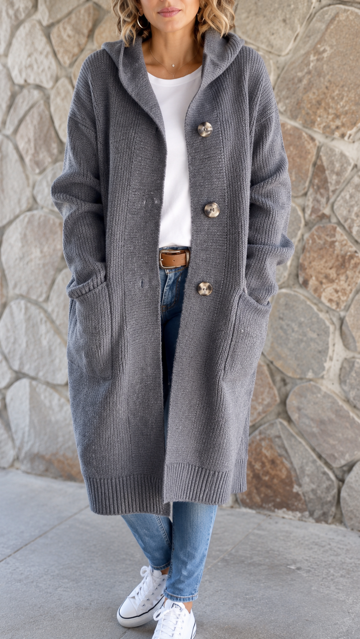 Cardigan Morbido con Cappuccio