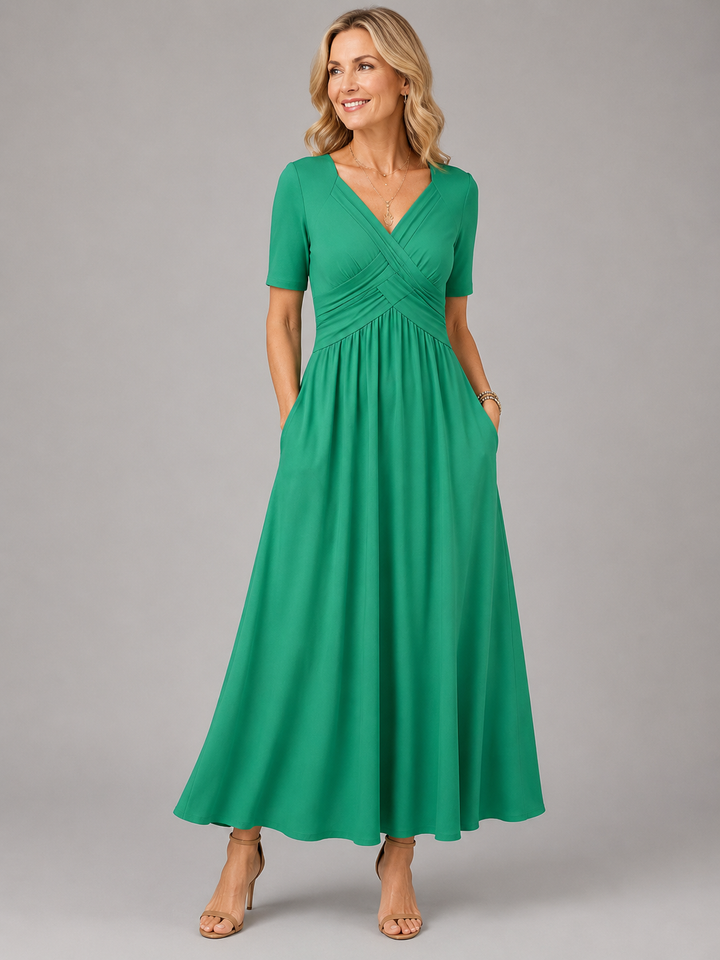 Abito Midi con Busto Drappeggiato