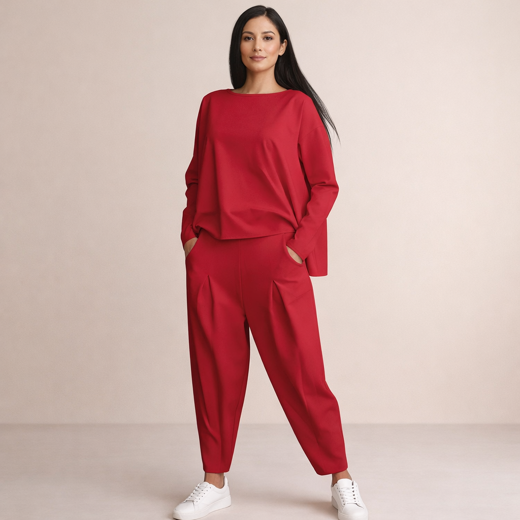 Completo Pantalone Morbido con Pinces