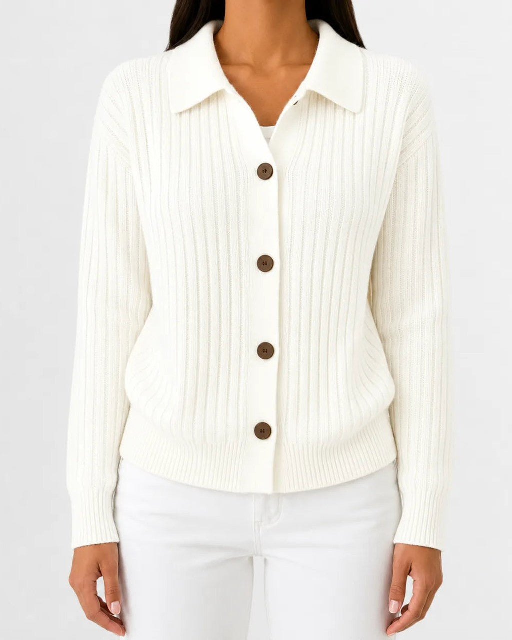 Cardigan a Coste con Colletto