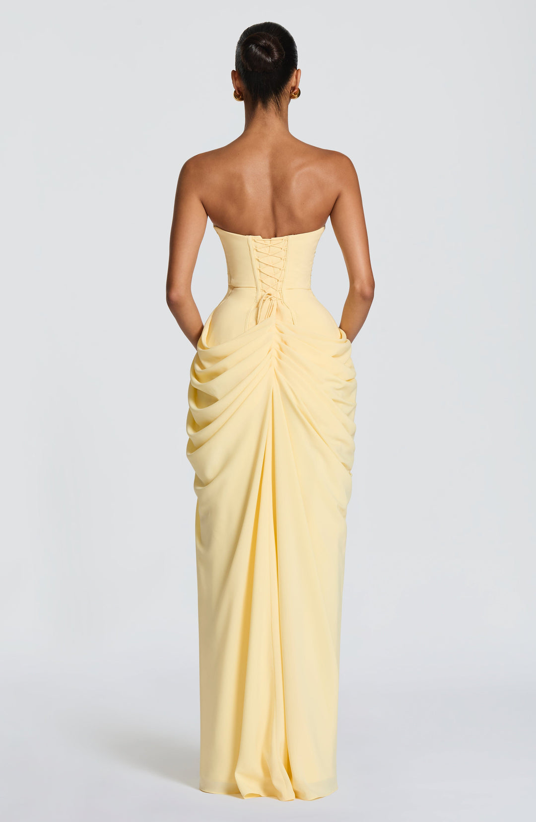 Abito Lungo a Bustier con Spacco