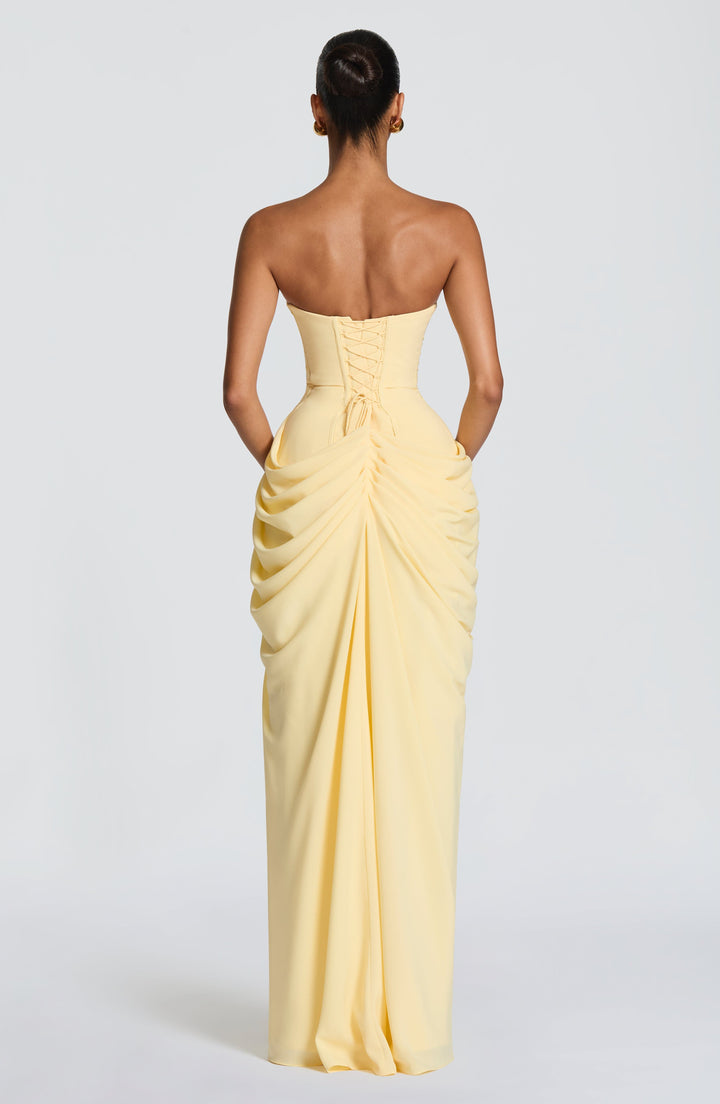 Abito Lungo a Bustier con Spacco