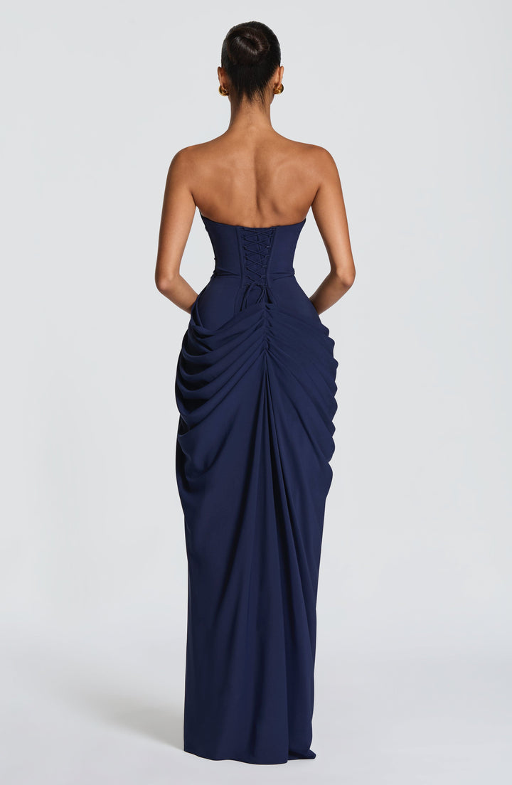Abito Lungo a Bustier con Spacco