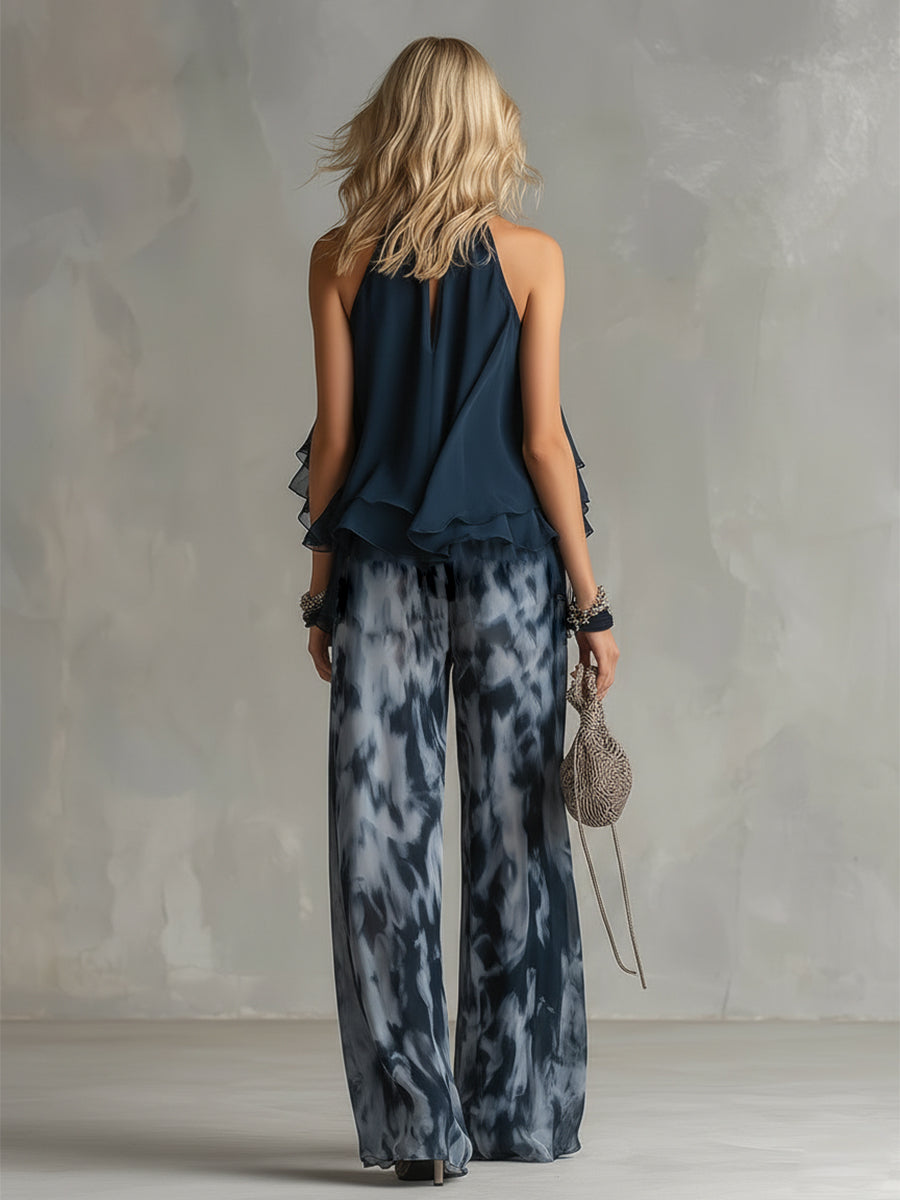 Completo Pantalone con Top a Volant