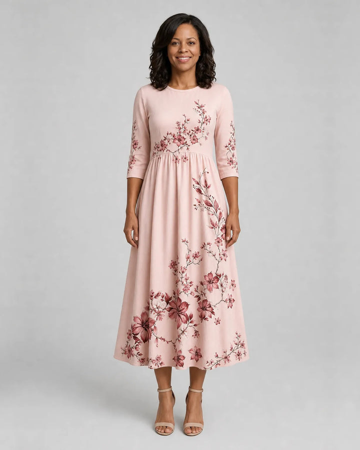 Abito Midi Floreale Rosa