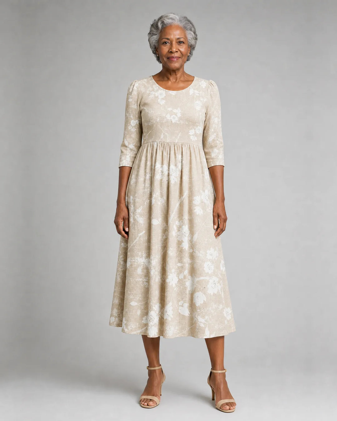 Vestito Midi Beige Floreale