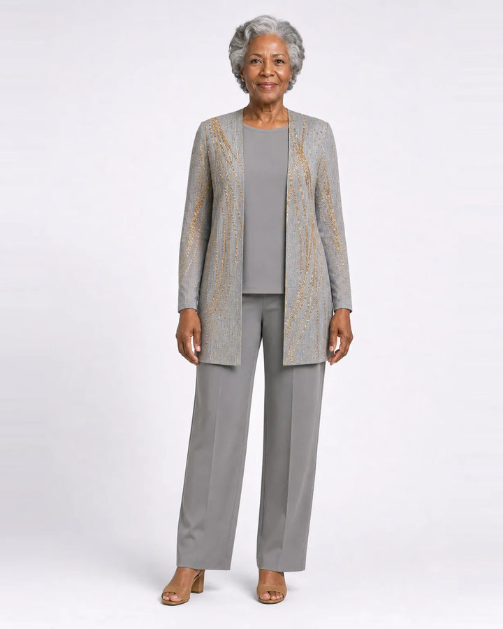 Completo Pantalone Grigio con Cardigan