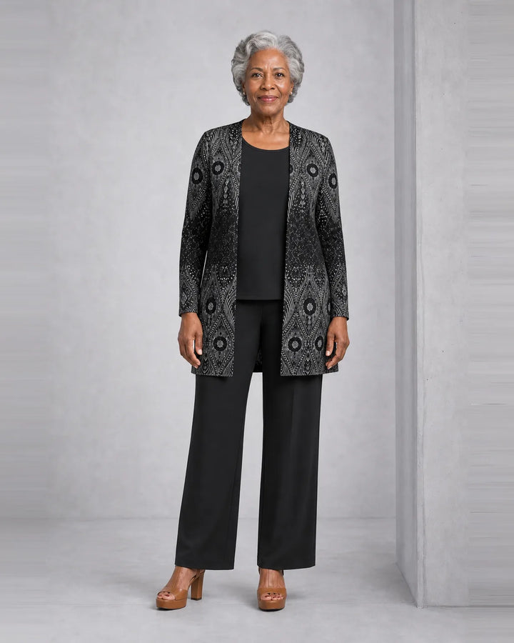 Completo Tre Pezzi con Cardigan Stampato