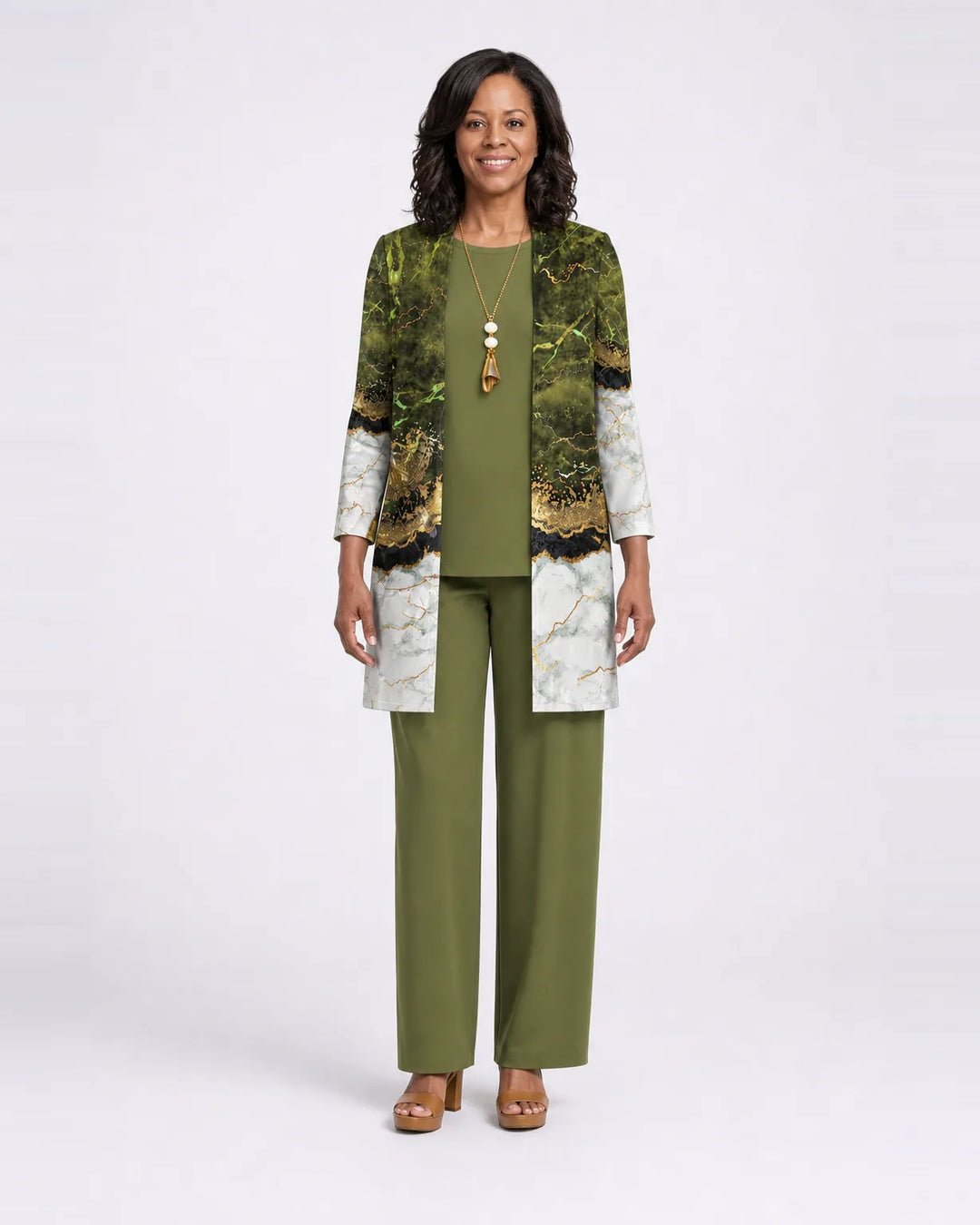 Completo Pantalone con Spolverino a Fantasia