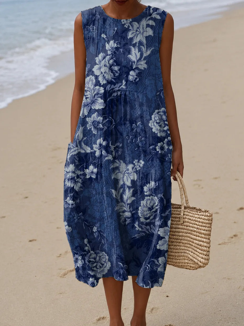 Vestito Midi Blu Floreale