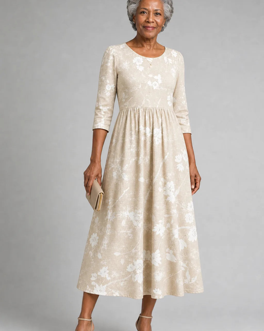 Vestito Midi Beige Floreale