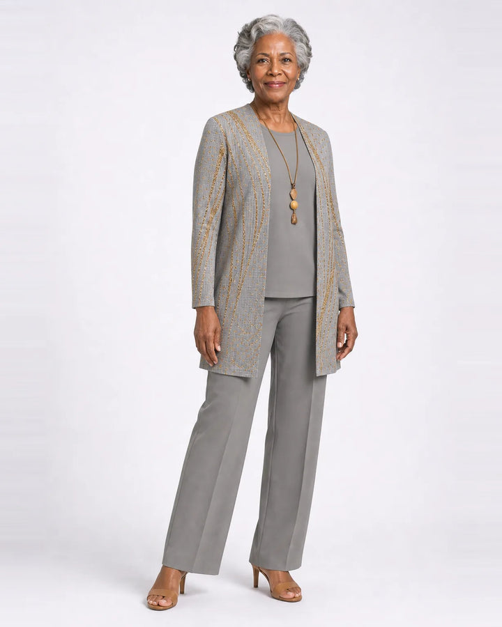 Completo Pantalone Grigio con Cardigan