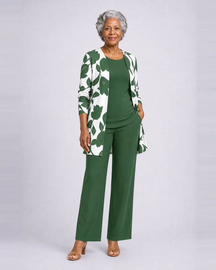 Completo Elegante con Cardigan a Fiori