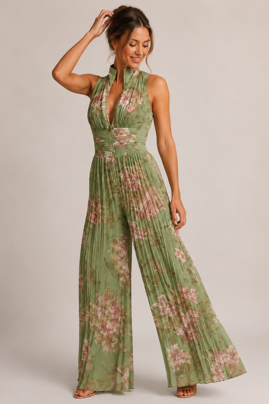 Completo Pantalone Plissettato Floreale