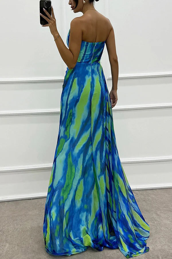 Abito Maxi Drappeggiato con Spacco