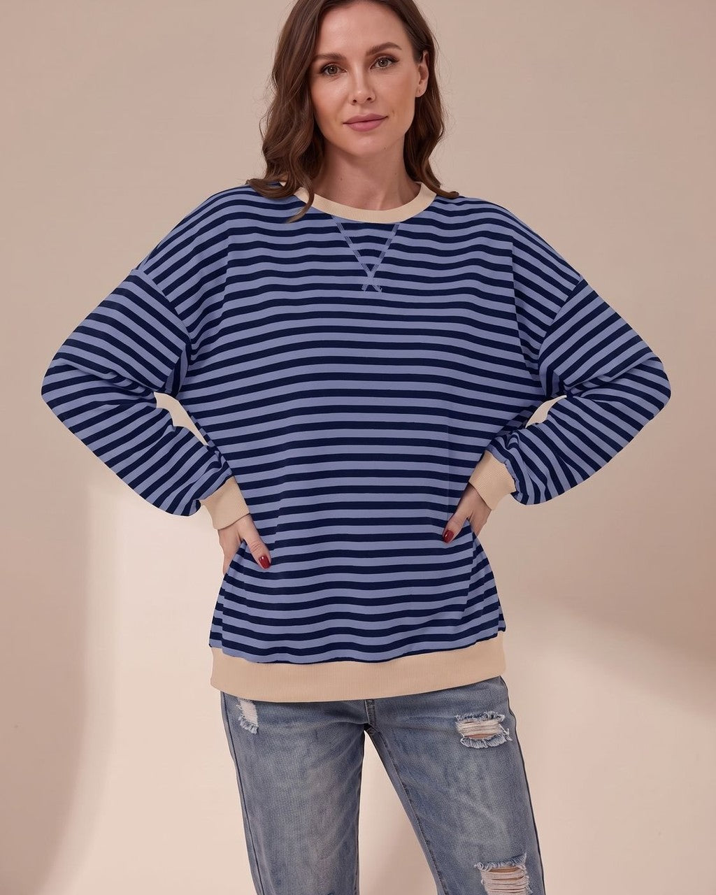 Felpa Oversize a Righe