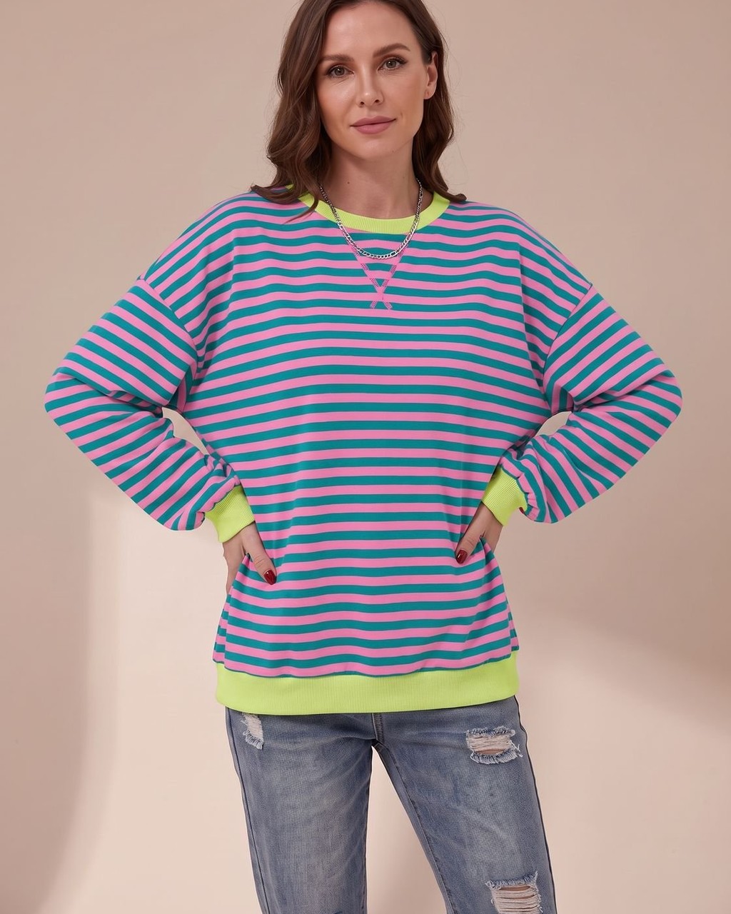 Felpa Oversize a Righe