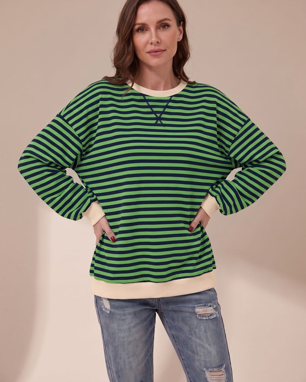 Felpa Oversize a Righe