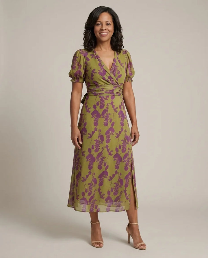 Vestito Floreale con Fascia in Vita