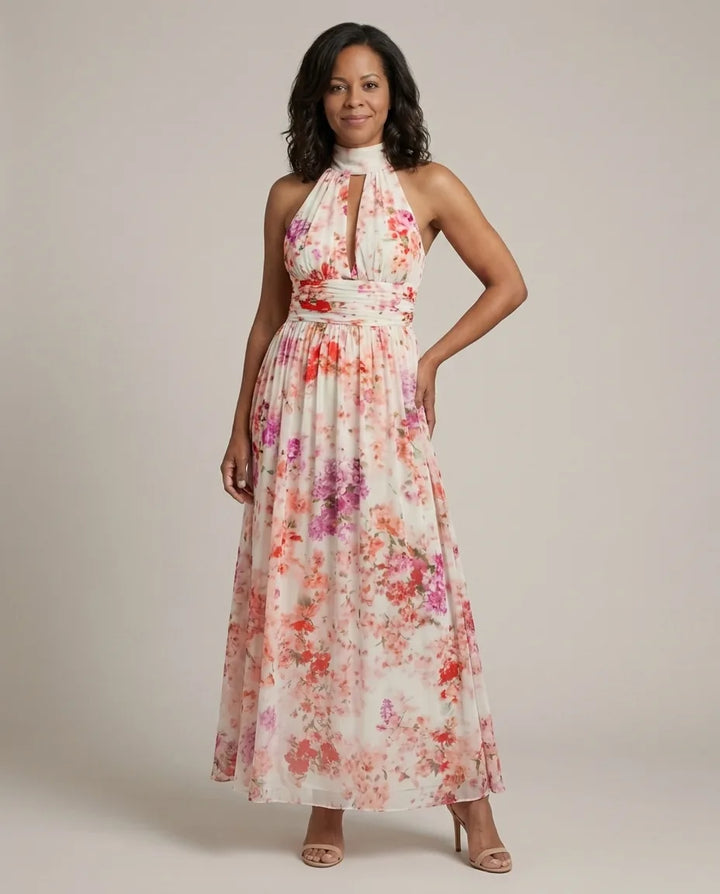 Vestito Lungo Floreale con Cut-Out