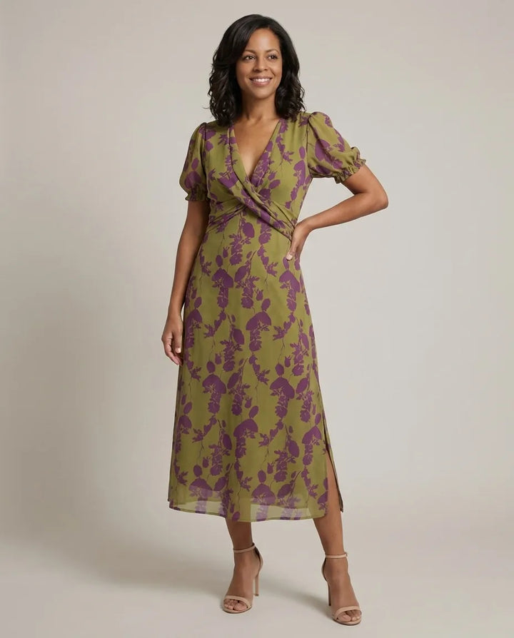 Vestito Floreale con Fascia in Vita