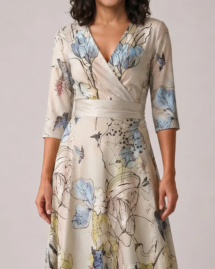 Vestito Lungo a Fiori con Cintura
