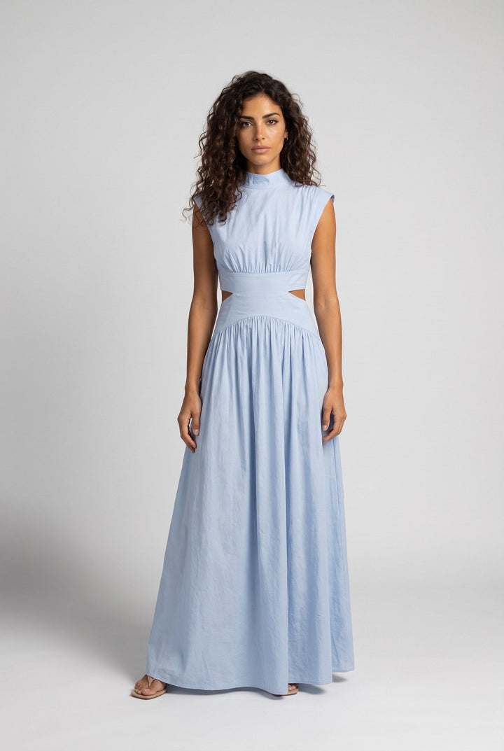 Abito Maxi con Collo Alto