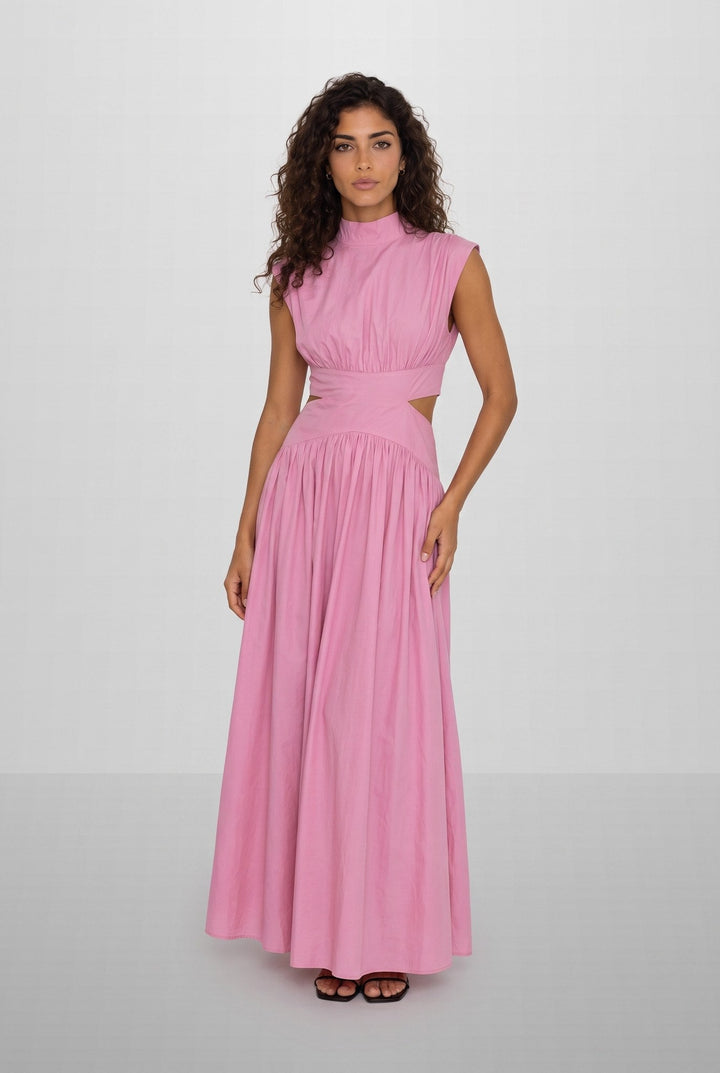Abito Maxi con Collo Alto
