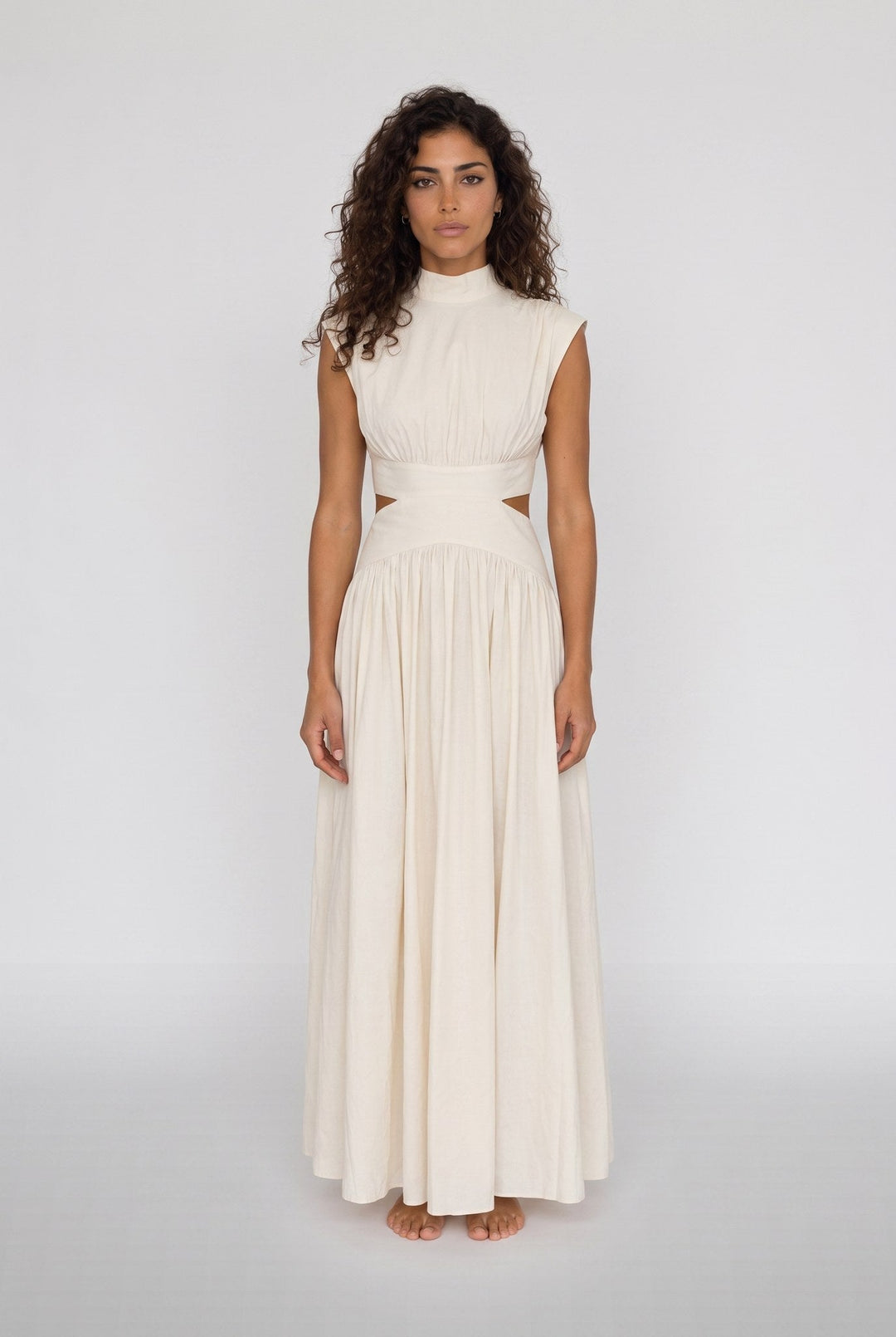 Abito Maxi con Collo Alto
