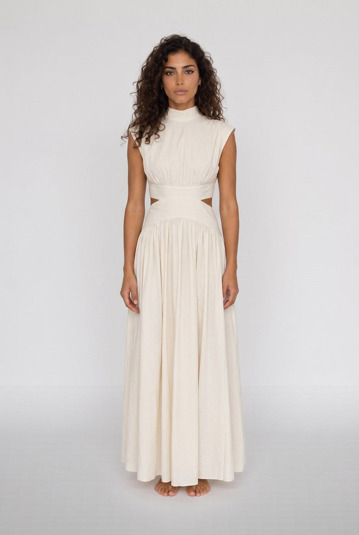 Abito Maxi con Collo Alto