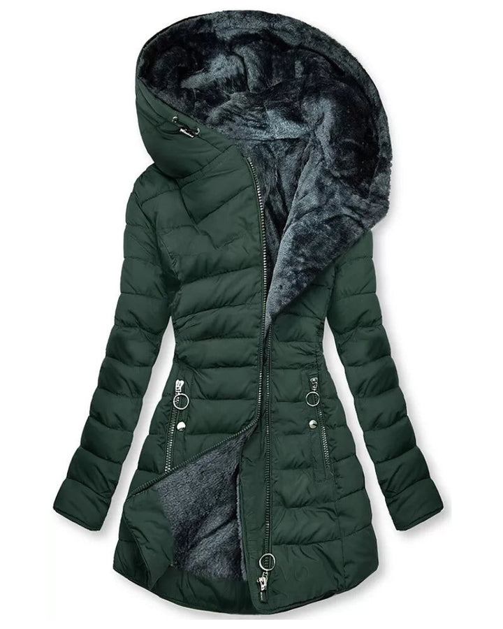Giacca Lunga Avvitata con Cappuccio