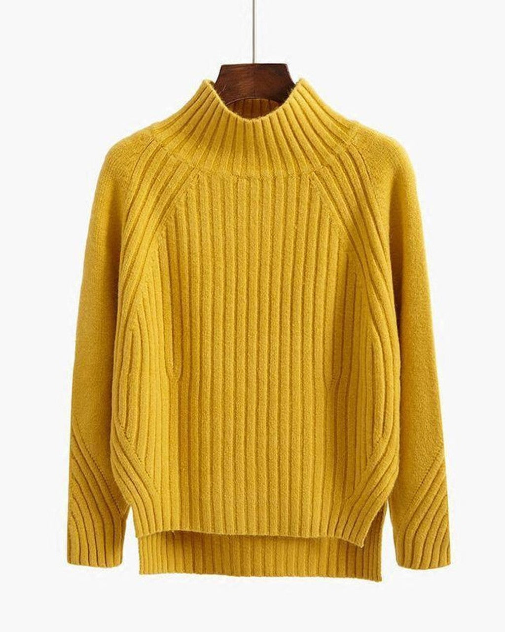 Maglione a Costine con Collo Alto